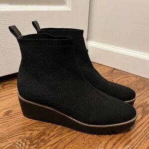 Bandolino Black Mesh Wedge Booties